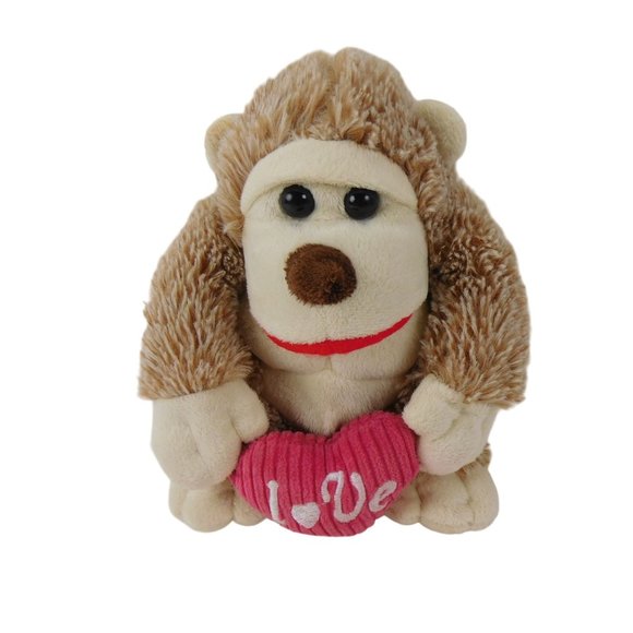 Monkey Gorilla Ape Plush 7.5" Holding Heart "Love" Stuffed Animal - Picture 2 of 7